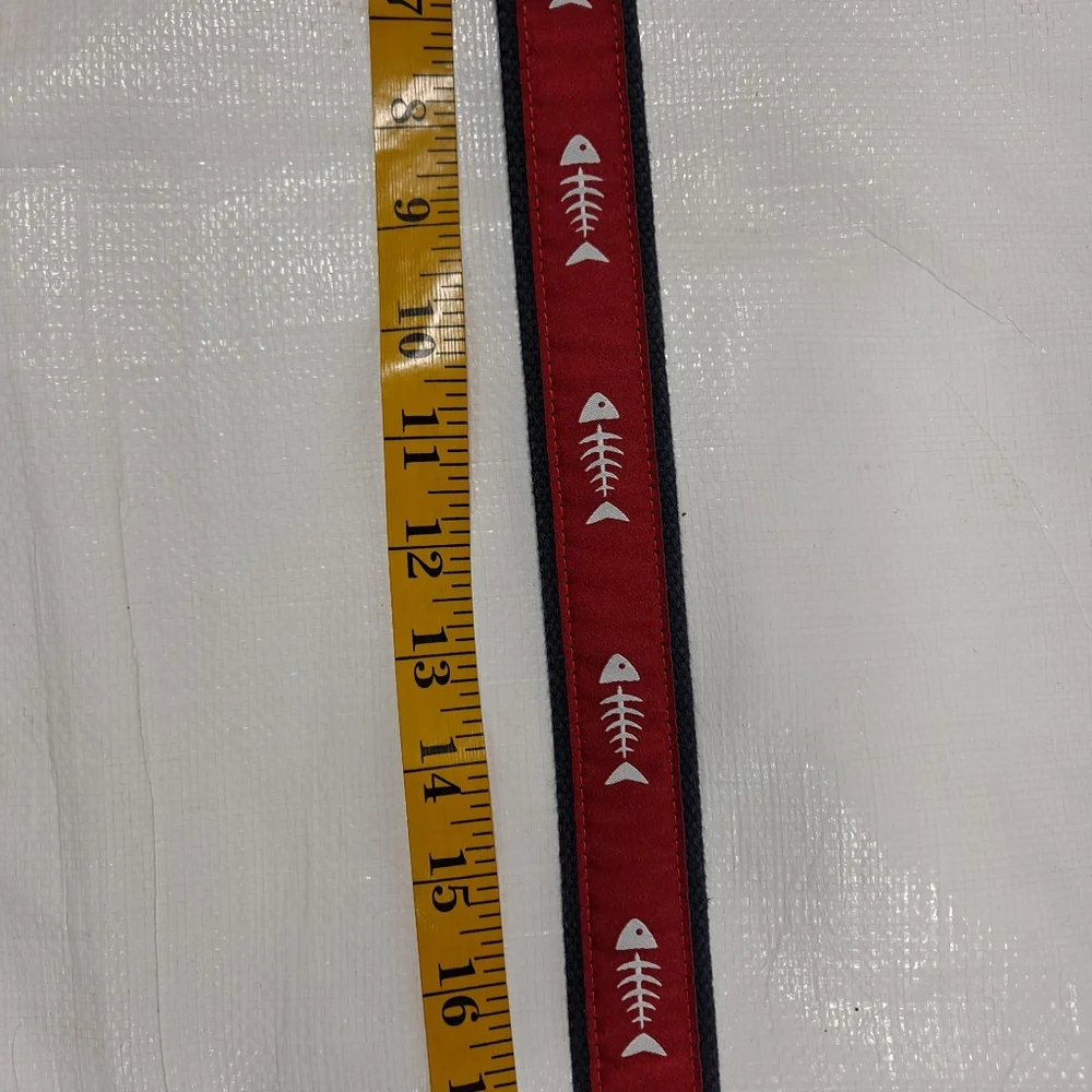 Brooks Brothers Fish Bone Skeleton Fabric Double D Ring Belt